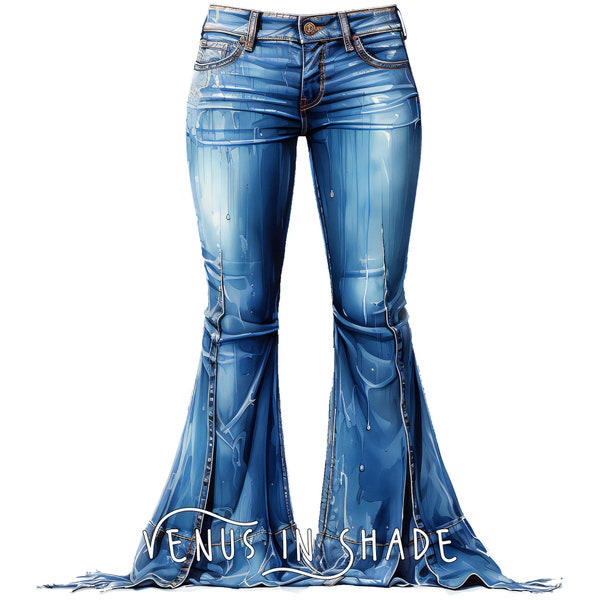 Flared Blue Jeans | Music Festival Country Music Costume | Farm Girl Farmlife Working Girl | Outdoor Ranch Cowgirl Clipart Sublimation PNG