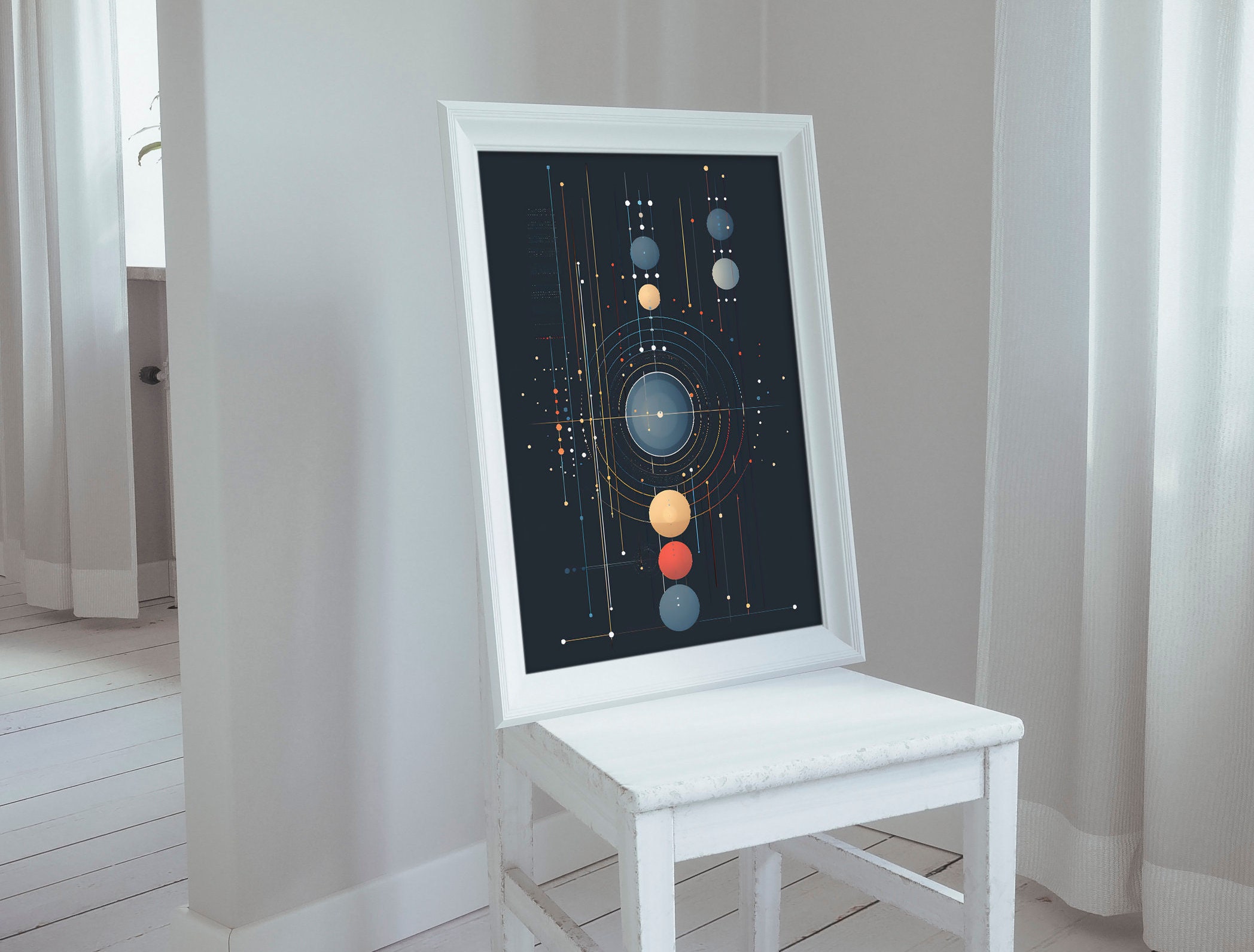Abstract Poster of the Solar System, Planetary Frequencies, Original ...