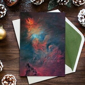 Biglietto di Natale a tema spaziale, copertina originale con fotografia spaziale di un artista del Regno Unito, biglietto piegato con busta di alta qualità, formato A5