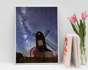 Melkwegposter, originele astronomiegicleeprint, gefotografeerd door Britse kunstenaar, ingelijst