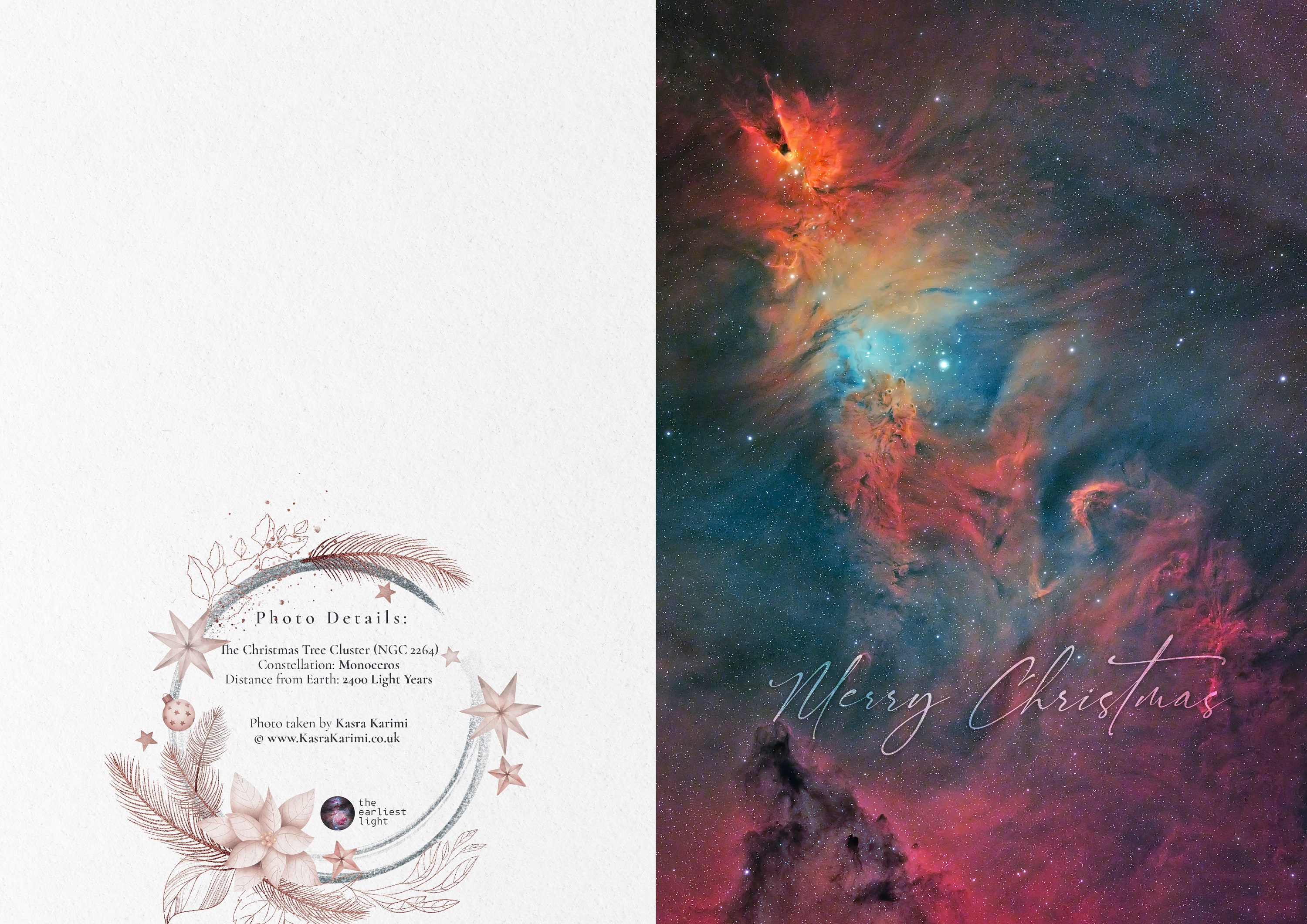 Space Theme Christmas Card, Original Space Photography Cover by UK