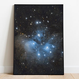 The Pleiades Space Poster, Original Astronomy Photography Print by UK Artist, Unframed