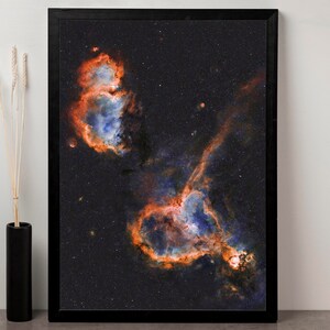 Original Astronomie Fotografie Giclée-Druck, The Heart & Soul Nebulae Weltraum Poster, ungerahmt