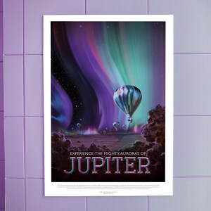 NASA Space Poster, Planet Jupiters&#39; Auroras, Museum Grade Astronomy Giclée Print, Unframed