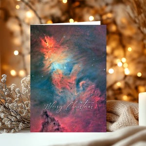 宇宙写真クリスマスカード：クリスマスツリー星団、A5サイズ
