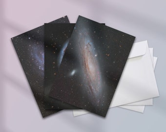 3 Galaxy Space Postcards with Envelops, Astronomy Themed Greeting Cards Photographed by UK Artist, A5 & A6