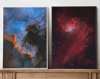 宇宙ポスター2枚、英国の写真家によるオリジナルの美術館級天文学ジクレープリント、額なし