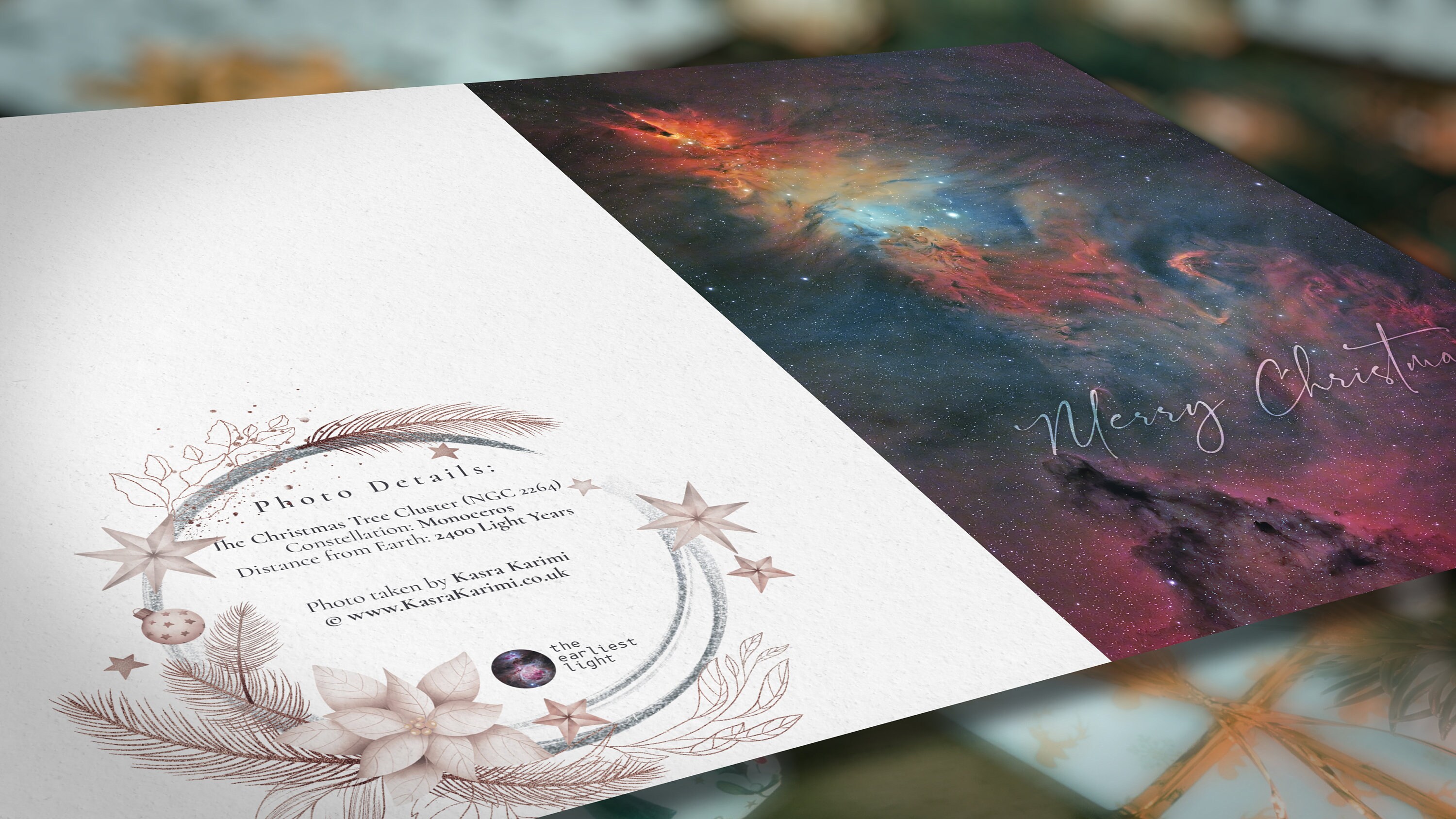 Space Theme Christmas Card, Original Space Photography Cover by UK