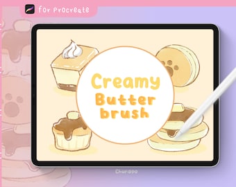 Juego de pinceles de mantequilla cremosa para Procreate / Difuminado suave y textura (descarga digital)