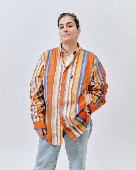 Sergio Tacchini, Sergio Tacchini camicia vintage rigata multicolor