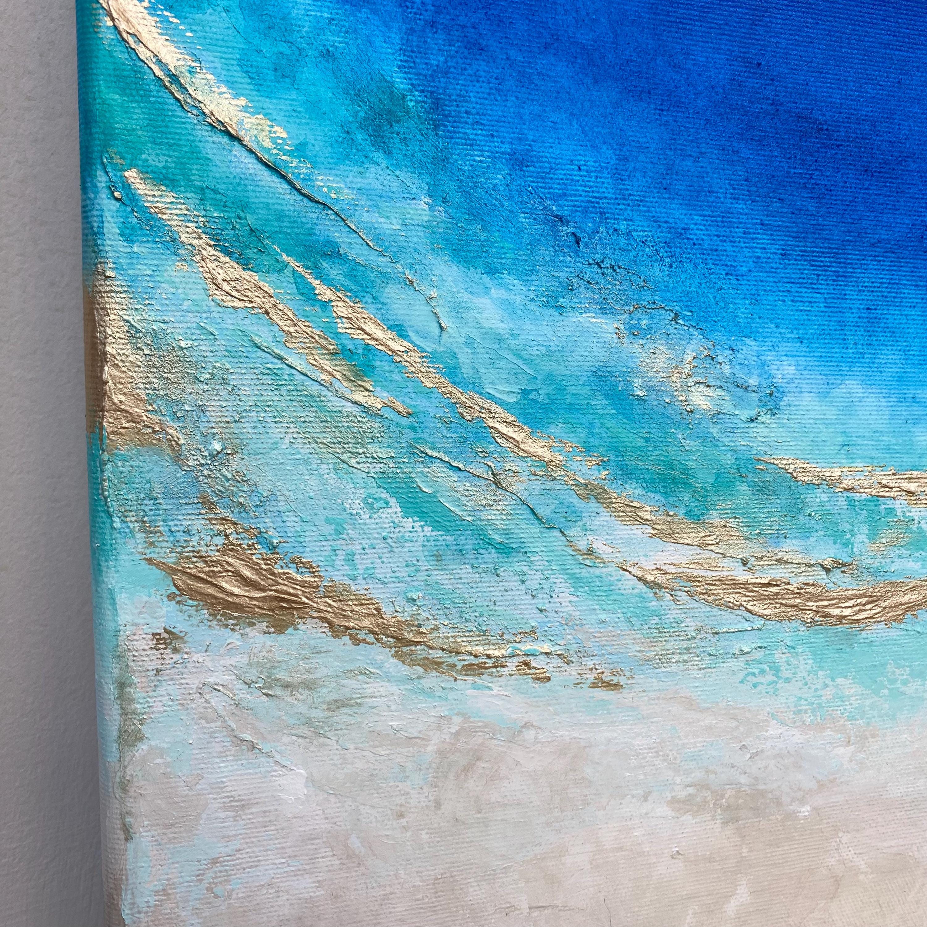 Navy Blue & Turquoise Ocean Painting | Wall Art | Abstract Sea Original ...