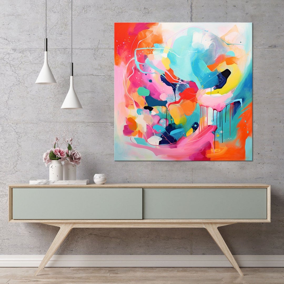 Orange and Blue Abstract Painting Colorful Abstract Painting Modern ...