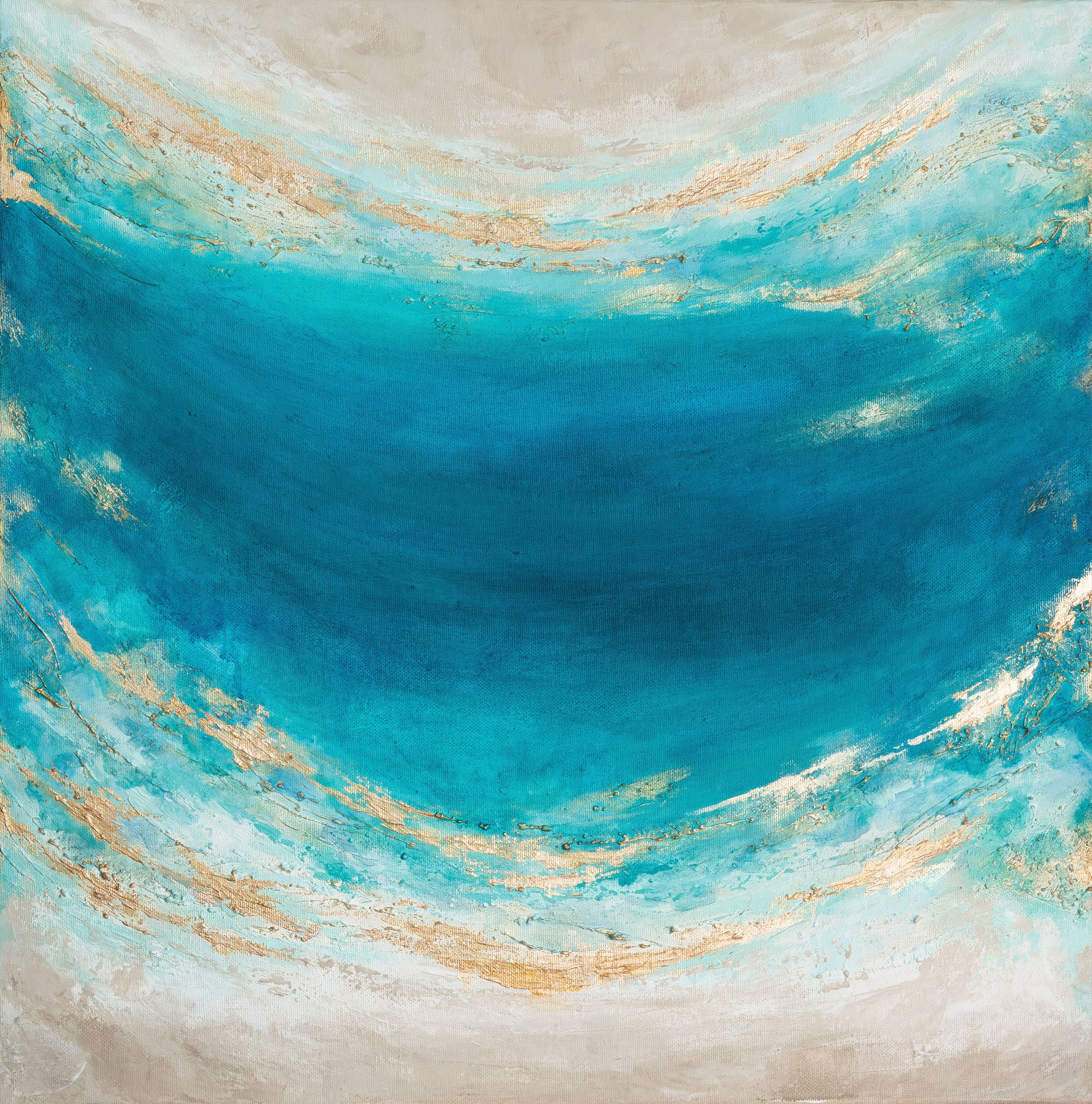 Turquoise and Gold Modern Abstract Ocean Painting | Wall Art | Abstract ...