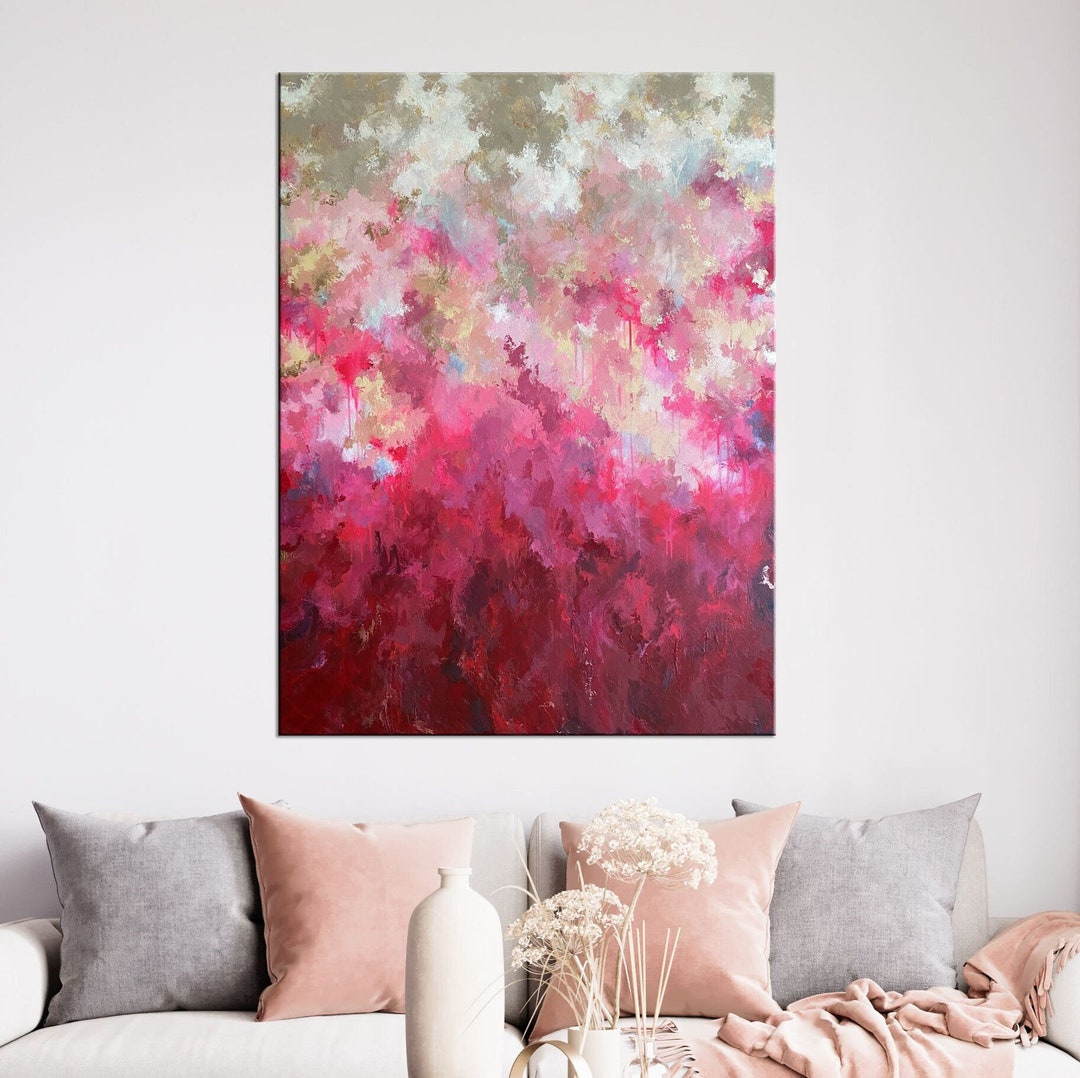 Large Abstract Painting Red and Gold Abstract Painting Expressionism