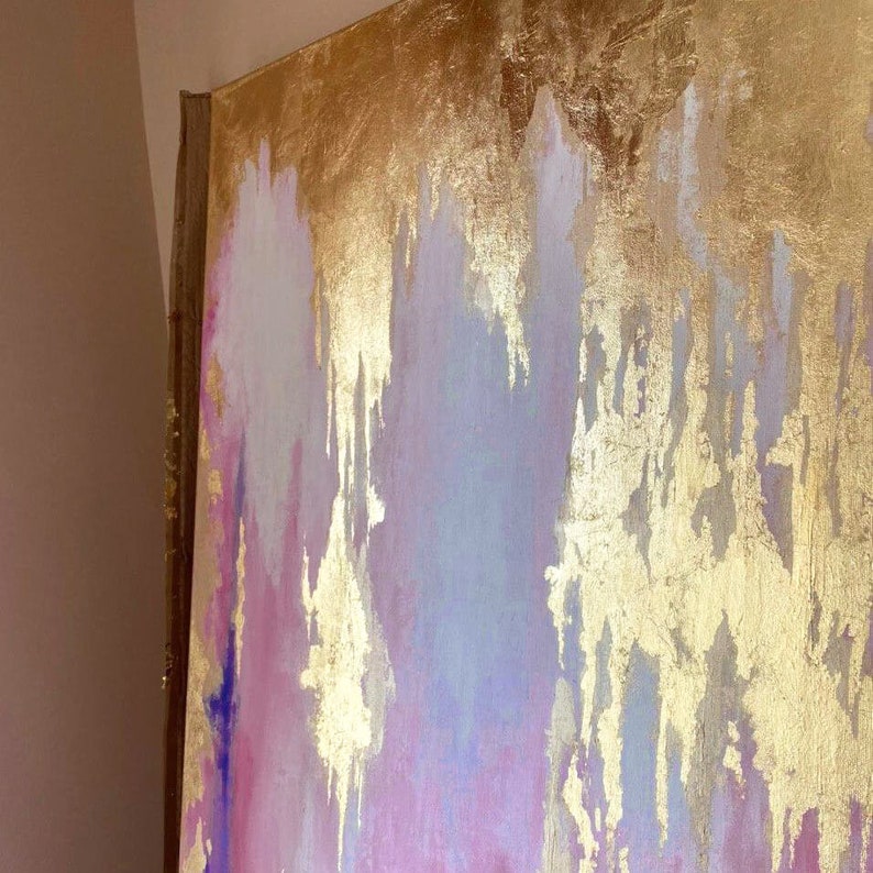 GOLD & PINK Painting | Colorful Wall Art | Abstract Original Art on ...