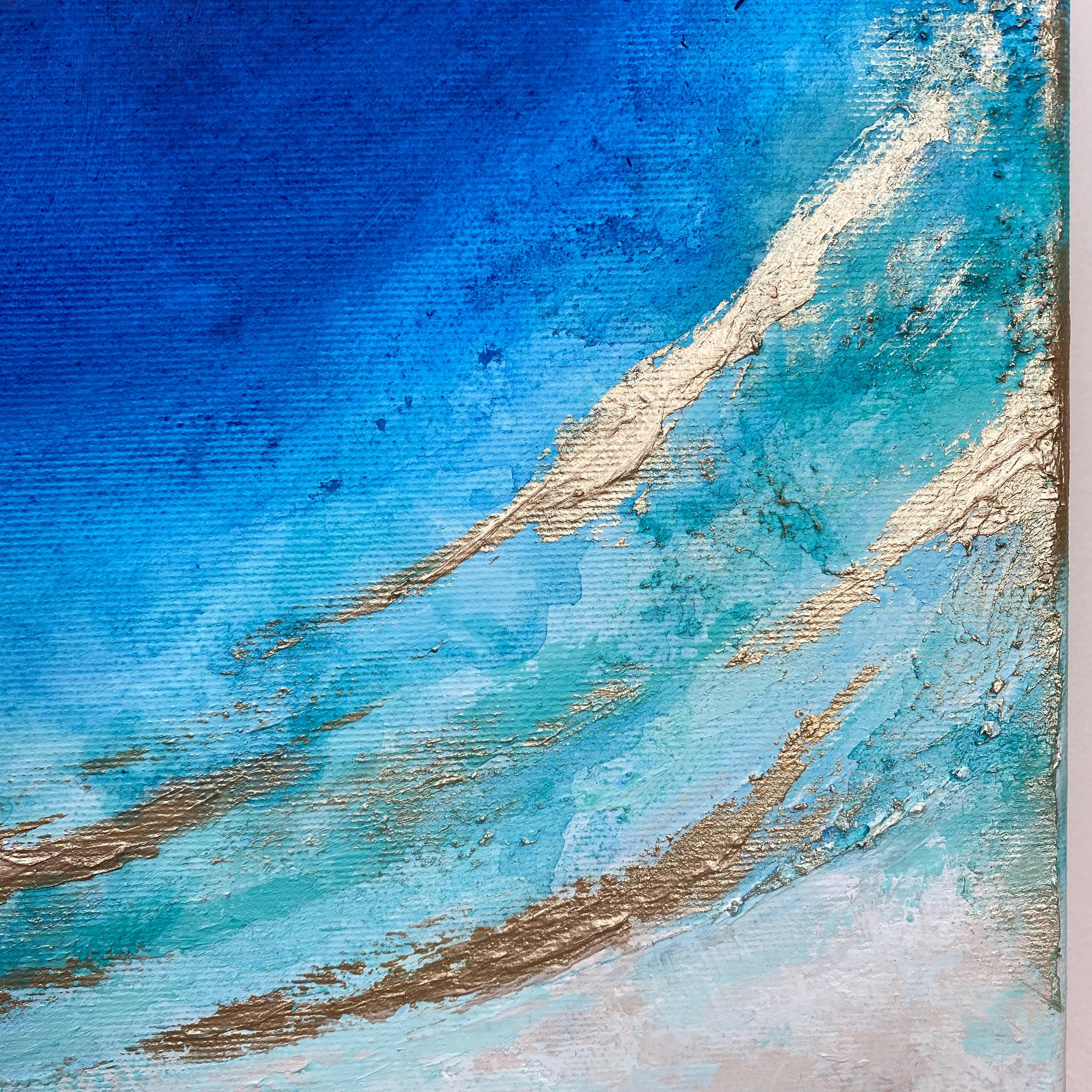 Navy Blue & Turquoise Ocean Painting | Wall Art | Abstract Sea Original ...