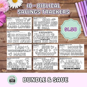 Christian Savings Challenge Printable | Biblical Savings Challenge Bundle | A6 Sized Mini Savings Challenge Trackers | 500 Savings Challenge