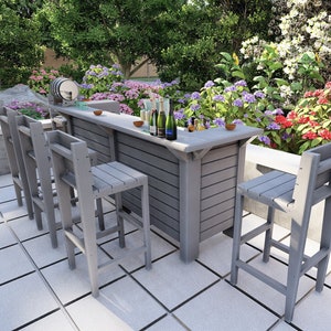 DIY Outdoor Bar Plan: Wood Garden Bar with Stool Plans (Digital Download)