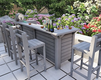 DIY Indoor and Outdoor Bar Plan: Wood Bar with Stool Plans (Digital Download)