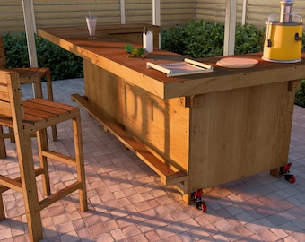 DIY Bar Plans: Indoor & Outdoor Wooden Bars, Stool plan, PDF, 3D PDF document download