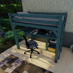 Twin Loft Bed with Desk DIY Plan: Kids Bunk Bed (PDF Download)