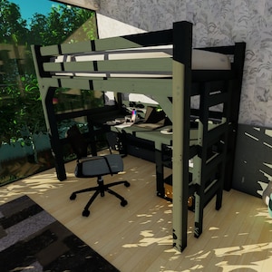 Twin Loft Bed with Desk DIY Plan: Kids Bunk Bed (PDF Download)