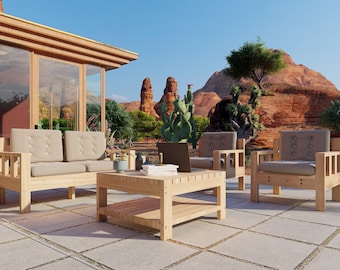 Patio chair plan with coffee table