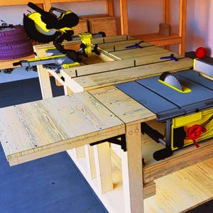 Workbench plan with folding sides