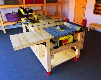 Workbench plan with folding sides
