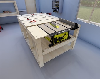 Mobile Table Saw Workbench Plan