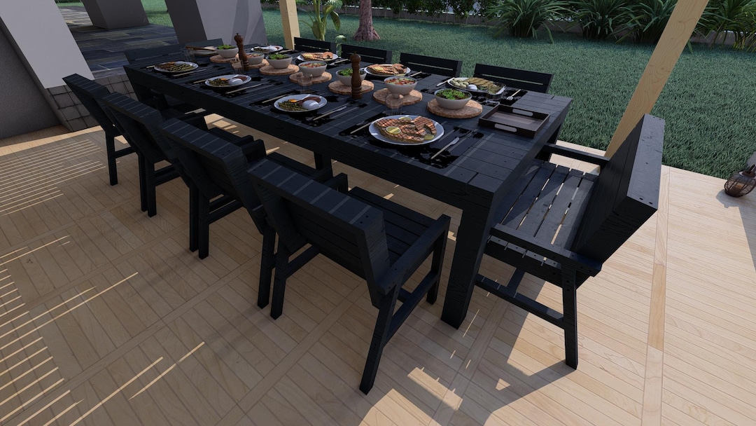 DIY Outdoor Large Dining Table and Chair Set Plan,large Table Plan, DIY