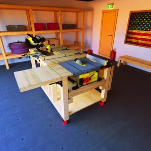 DIY workbench plan, Workbench 3D PDF document and assembly instruction pdf download, Mobile workbench plan, Garage workbench plan