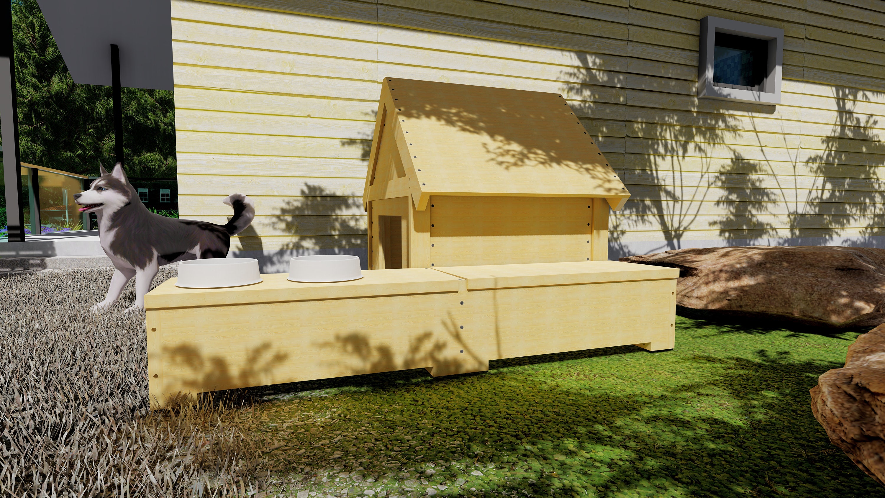 Image showcasing Modern Dog House Plans, Dog House With Crate, DIY Dog House Plan, Large ...