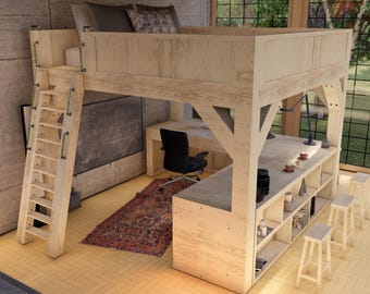 Loft Bed Plan: DIY Queen/Full Size, Beginner-Friendly (PDF Download)