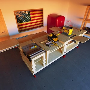 DIY All-In-One Workbench Plan: Scissor Lift, Folding Miter Saw bench