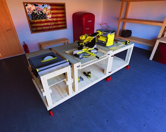 Workbench plan with planer stand and router bench addition with 3D PDF document