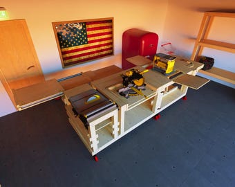 DIY Garage Workbench Plans – All-in-One Woodworking Station (3D PDF)