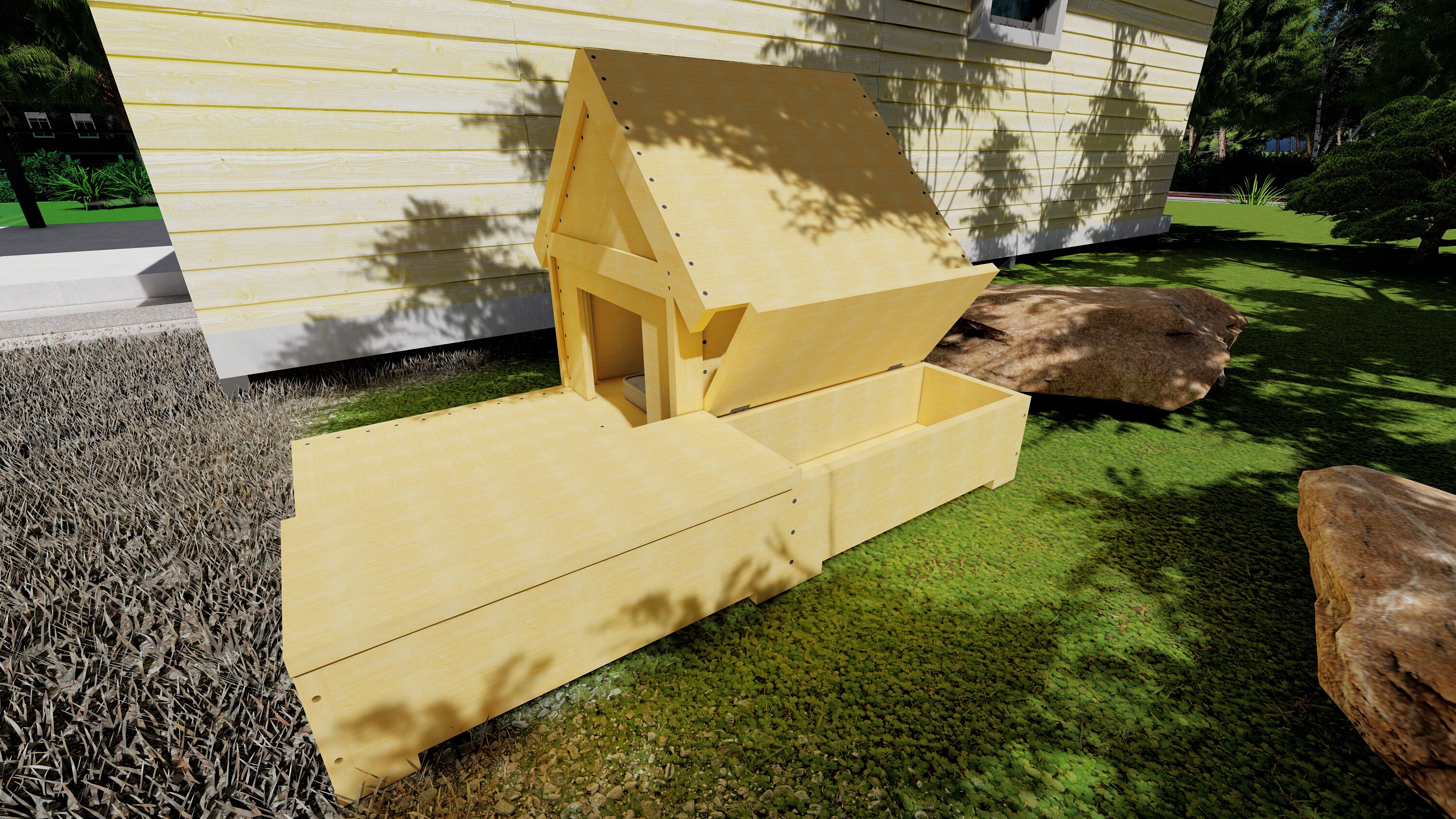View of Modern Dog House Plans, Dog House With Crate, DIY Dog House Plan, Large ...