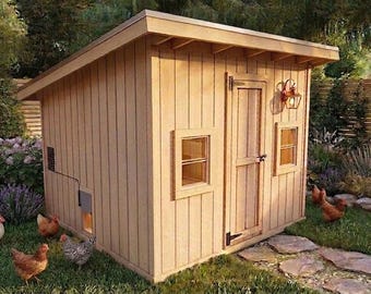 10x10 Walk-In Chicken Coop Plans With Automatic Chicken Egress Door