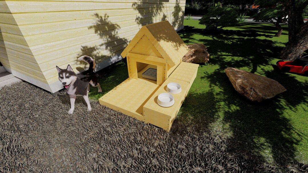 Picture of Modern Dog House Plans, Dog House With Crate, DIY Dog House Plan, Large ...