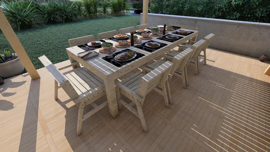 DIY Outdoor Large Dining Table and Chair Set Plan,large Table Plan, DIY