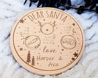 Personalized Santa Treat Board, Engraved Beech Wood Christmas Eve Plate