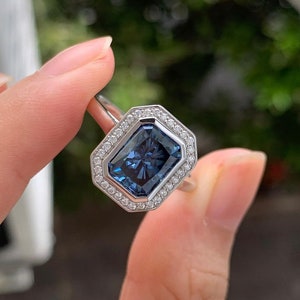 4 CT Blue Radiant Cut Moissanite Diamond Wedding Ring In 10K 14K 18K Solid White Yellow or Rose Gold Ring Engagement Gift Ring