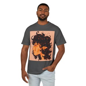 Fantasy Elf Art T-Shirt, Dark Aesthetic, Sad Fantasy Character Line Art