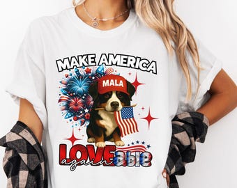 Bernese Mountain Dog Fourth of July T-Shirt, Comfort Colors 1717 Tee, Make America Great Again, Patriotic MAGA Dog Lover Shirt, 4th of July