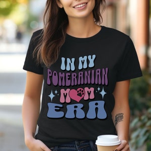 In My Pomeranian Mom Era T-Shirt, Dog Mom Tee, Pet Mom Shirt, Pomeranian Dog Breed Tee, Dog Lover Gift, Mom Gift, Purple Pink Dog Mom Shirt