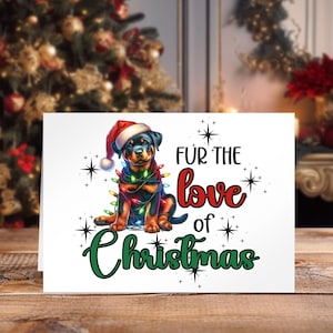 Christmas Cards Rottweiler Dog Design, Custom Holiday Greeting Card, 7&quot;x5&quot; Funny Dog Christmas Lights, Merry Christmas Stationary, Pet Lover