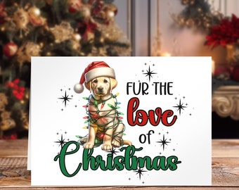 Christmas Cards Yellow Labrador Design, Custom Holiday Greeting Card, 7&quot;x5&quot; Funny Dog Christmas Light, Merry Christmas Stationary, Pet Lover