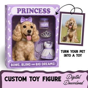 Custom Pet Toy Figure, Personalized Toy Box Portrait, Turn Your Dog Cat Into An Action Figure, Digital Art Download from Photo, Funny Gift