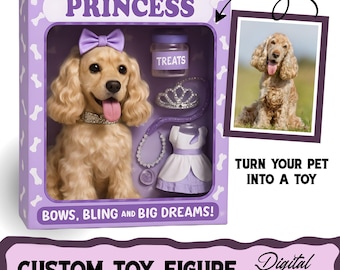 Custom Pet Toy Figure, Personalized Toy Box Portrait, Turn Your Dog Cat Into An Action Figure, Digital Art Download from Photo, Funny Gift